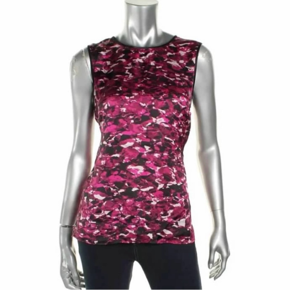 Kasper Pink Black Fitted Sleeveless Top